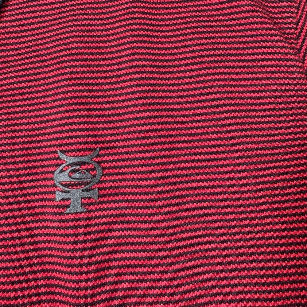 Quicksilver Men’s Mercury Red Black Striped Surf Beach Polo Shirt Size XL - Picture 4 of 15